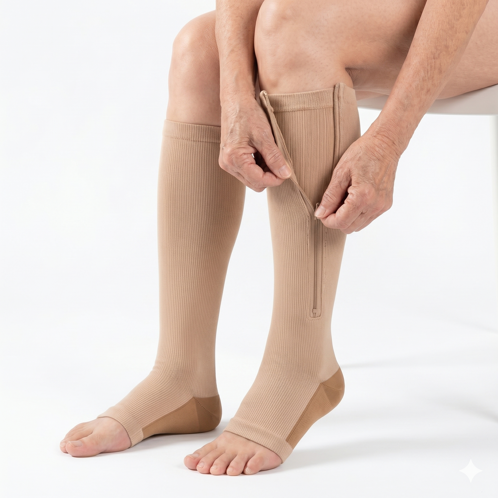 MedCare™ 20–30 mmHg Compression Socks with Zipper – Easy to Put On